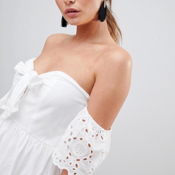 Parisian off shoulder broderie dress with bow - Picture 5 of 6